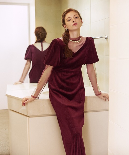 darial（ダリアル）の「【darial】lame velvet dress ラメ ベロア ドレス お呼ばれ 結婚式 二次会 成人式 同窓会 セレモニードレス パーティドレス オケージョンドレス（ドレス・レディース・レッド/ネイビー/ブラック・S/M/L）」の3枚目の写真