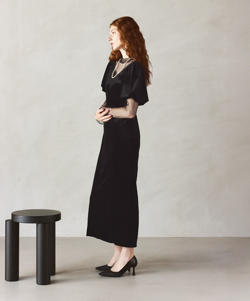 セール】【darial】lame velvet dress ラメ ベロア ドレス お呼ばれ