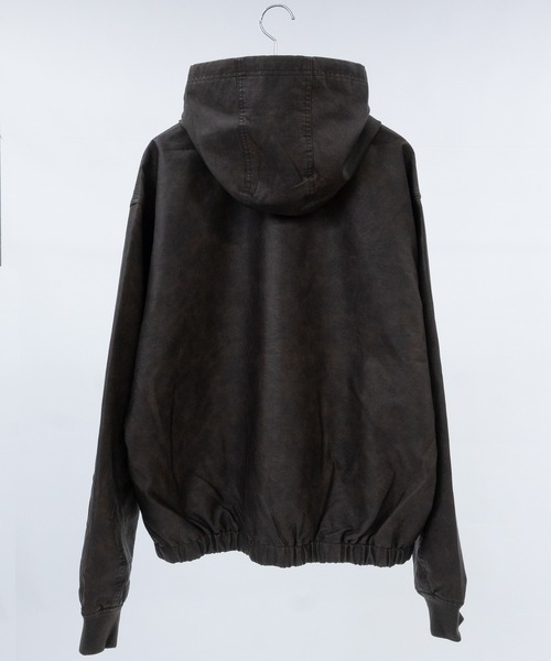 JOHN'S CLOSET（ジョンズクローゼット）の「【13】ウォッシュ加工 PUレザーフードジャケット（ブルゾン・メンズ・ブラウン/ブラック・MEDIUM/LARGE）」の4枚目の写真