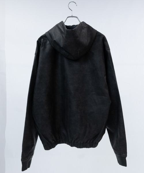 JOHN'S CLOSET（ジョンズクローゼット）の「【13】ウォッシュ加工 PUレザーフードジャケット（ブルゾン・メンズ・ブラウン/ブラック・MEDIUM/LARGE）」の3枚目の写真