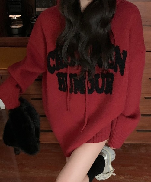 LAC-VERT（ラック・ヴェール）の「ビッグロゴニットパーカー（パーカー・レディース・オフホワイト/グレー/ブラック/レッド・FREE）」の22枚目の写真