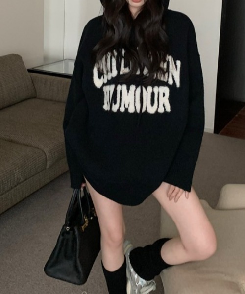 LAC-VERT（ラック・ヴェール）の「ビッグロゴニットパーカー（パーカー・レディース・オフホワイト/グレー/ブラック/レッド・FREE）」の12枚目の写真