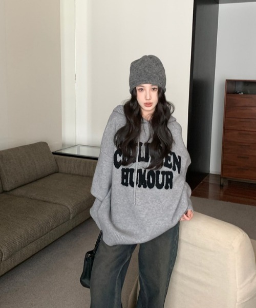 LAC-VERT（ラック・ヴェール）の「ビッグロゴニットパーカー（パーカー・レディース・オフホワイト/グレー/ブラック/レッド・FREE）」の19枚目の写真