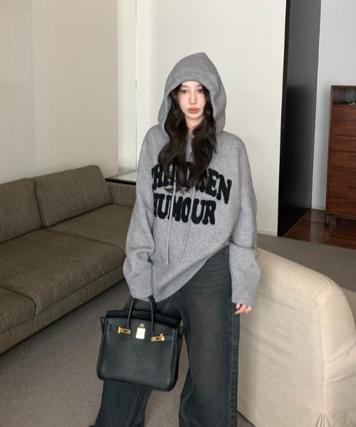 LAC-VERT（ラック・ヴェール）の「ビッグロゴニットパーカー（パーカー・レディース・オフホワイト/グレー/ブラック/レッド・FREE）」の20枚目の写真