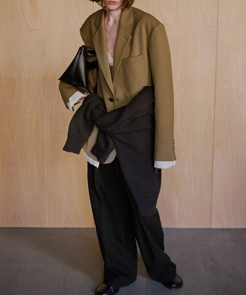 TODAYFUL（トゥデイフル）の「【TODAYFUL/トゥデイフル】Bonding Wide Trousers/ボンディングワイドトラウザーパンツ（スラックス・レディース・チャコールグレー/ブラック/モスグリーン・36/38）」の6枚目の写真