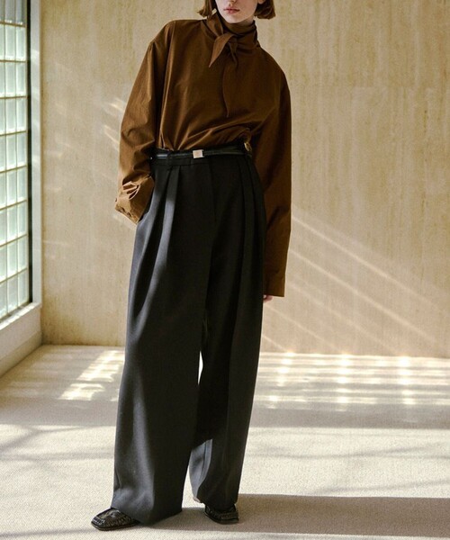 TODAYFUL（トゥデイフル）の「【TODAYFUL/トゥデイフル】Bonding Wide Trousers/ボンディングワイドトラウザーパンツ（スラックス・レディース・チャコールグレー/ブラック/モスグリーン・36/38）」の18枚目の写真