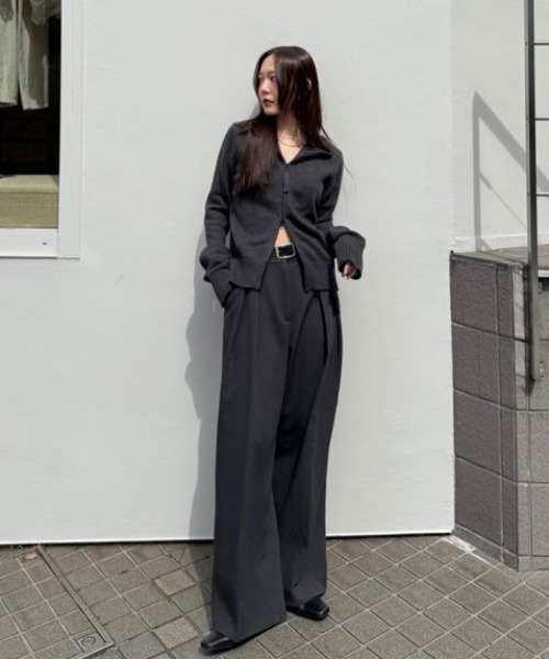 TODAYFUL（トゥデイフル）の「【TODAYFUL/トゥデイフル】Bonding Wide Trousers/ボンディングワイドトラウザーパンツ（スラックス・レディース・チャコールグレー/ブラック/モスグリーン・36/38）」の21枚目の写真