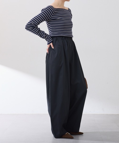 COLLAGE GALLARDAGALANTE(コラージュガリャルダガランテ)の「スパンライクボーイフレンドワイドパンツ/ZOZO限定(その他パンツ・レディース・ブラック/ベージュ/ダークネイビー/カーキブラウン・マルチサイズ)」の11枚目の写真