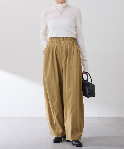 COLLAGE GALLARDAGALANTE(コラージュガリャルダガランテ)の「スパンライクボーイフレンドワイドパンツ/ZOZO限定(その他パンツ・レディース・ブラック/ベージュ/ダークネイビー/カーキブラウン・マルチサイズ)」の19枚目の写真