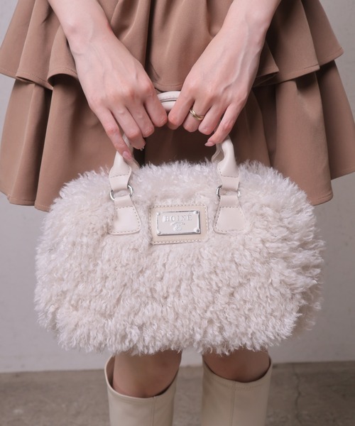 LIPSERVICE（リップサービス）の「プードルボアミニボストンバッグ（ボストンバッグ・レディース・アイボリー/ブラック/ブラウン・FREE）」の2枚目の写真