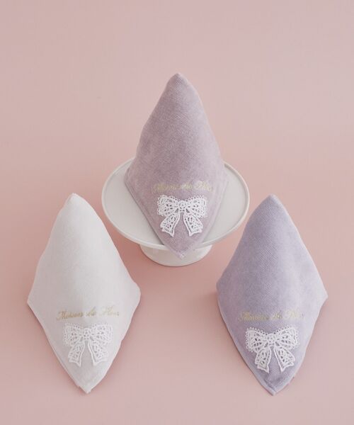Maison de FLEUR（メゾンドフルール）の「リボンレースタオルハンカチ（ハンカチ/ハンドタオル・レディース・ラベンダー/ピンク/アイボリー・FREE）」の4枚目の写真