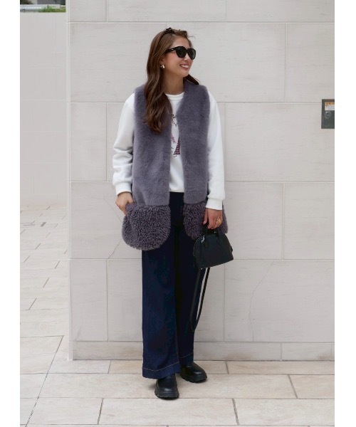 新品【ベイビー/BuyBee】コンビネーションファーベスト ボア異素材ドッキング ボアドッキングファーベスト（その他アウター）｜BeBeoD（べベッド）の