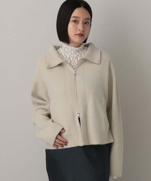 A part by(アパートバイ)の「ラクーンニットブルゾン(ブルゾン・レディース・ベージュ/ライトグレー/ブラック・FREE)」の3枚目の写真