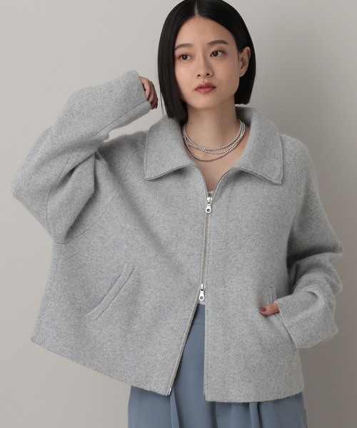 【極上美品】ロロピアーナジップ付ニットブルゾン　グレー 極上美品】ロロピアーナジップ付ニットブルゾン グレー 【公式通販】