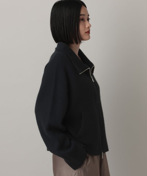 フランス製　アニエス・ベーオム　ニットブルゾン　ブラック フランス製 アニエスベーオム ジップアップ ドライバーズ ニット