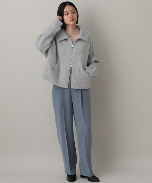 A part by(アパートバイ)の「ラクーンニットブルゾン(ブルゾン・レディース・ベージュ/ライトグレー/ブラック・FREE)」の8枚目の写真