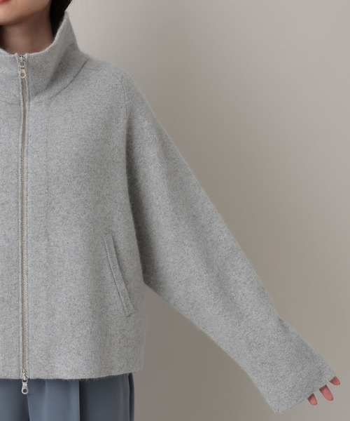 【極上美品】ロロピアーナジップ付ニットブルゾン　グレー ニジュウサンク 23区 【洗える】カシミヤブレンド ジップアップ ニット