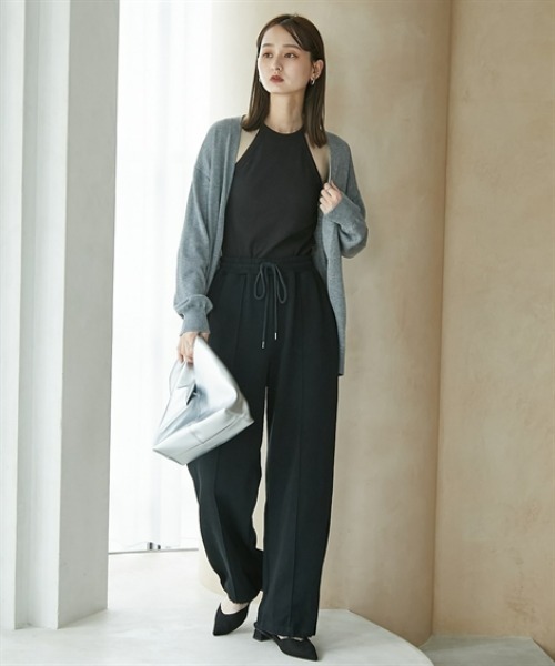 nissen(ニッセン)の「綿混シンプルトッパーニットカーディガン(カーディガン/ボレロ・レディース・ボルドー/ブラック/ブルーグリーン/グレイッシュベージュ/杢グレー・S/M/L/LL)」の13枚目の写真