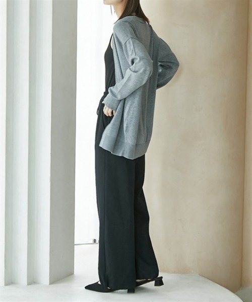 nissen(ニッセン)の「綿混シンプルトッパーニットカーディガン(カーディガン/ボレロ・レディース・ボルドー/ブラック/ブルーグリーン/グレイッシュベージュ/杢グレー・S/M/L/LL)」の14枚目の写真