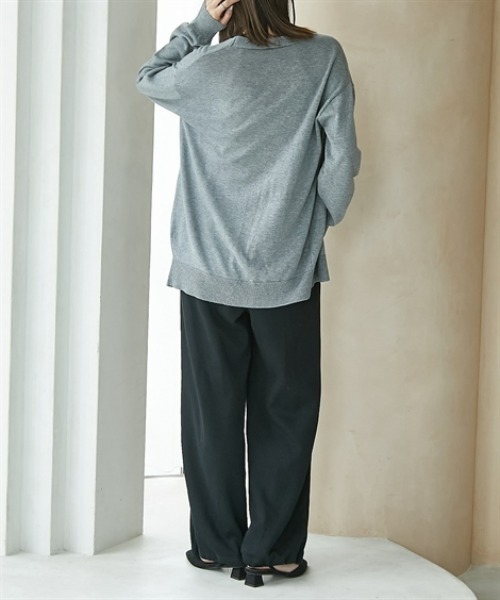 nissen(ニッセン)の「綿混シンプルトッパーニットカーディガン(カーディガン/ボレロ・レディース・ボルドー/ブラック/ブルーグリーン/グレイッシュベージュ/杢グレー・S/M/L/LL)」の15枚目の写真