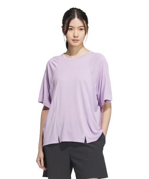 adidas(アディダス)の「アディダス adidas ラックスフロー ルーズフィット 半袖Tシャツ(Tシャツ/カットソー・レディース・ライラック/ブラック・M/L)」の1枚目の写真