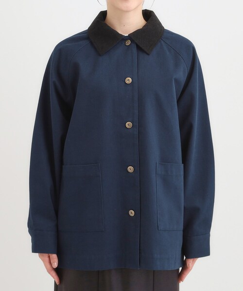 SHOO・LA・RUE（シューラルー）の「【S-LL】オーバーシルエットでこなれ感 襟コール カバーオール（ステンカラーコート・レディース・カーキ/ネイビー・04/03/02/01）」の11枚目の写真