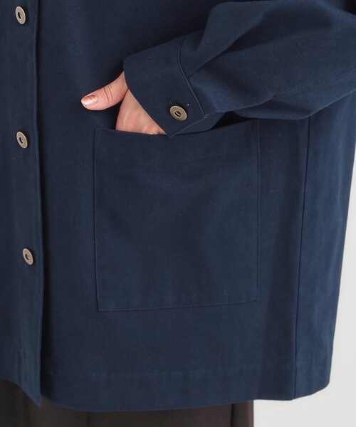 SHOO・LA・RUE（シューラルー）の「【S-LL】オーバーシルエットでこなれ感 襟コール カバーオール（ステンカラーコート・レディース・カーキ/ネイビー・04/03/02/01）」の16枚目の写真