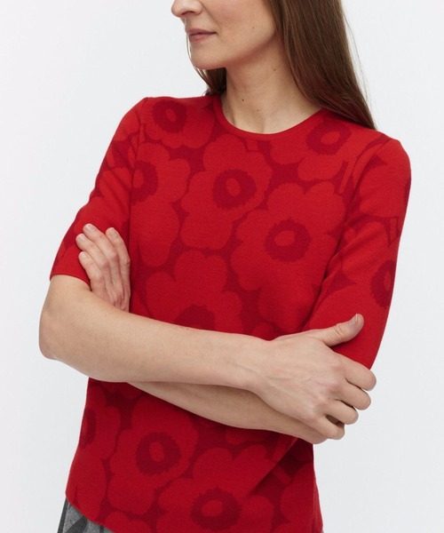 marimekko（マリメッコ）の「Rws Kehys Unikko / pullover（ニット/セーター・レディース・レッド・LARGE/MEDIUM/SMALL/X-SMALL）」の4枚目の写真