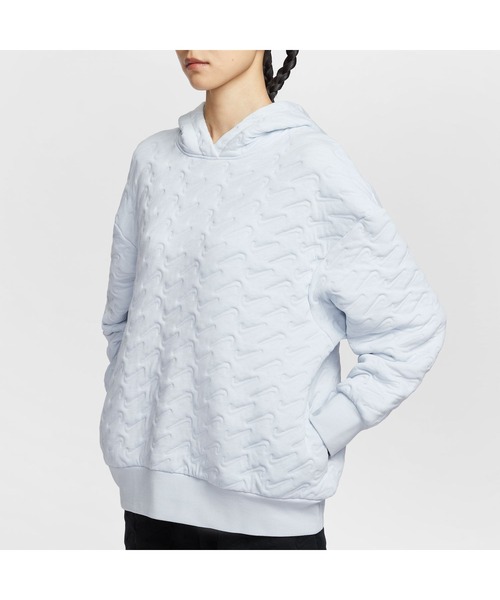 NIKE(ナイキ)の「ナイキ NIKE ナイキ NSW PHNX FLC LSE AOJ PO H(パーカー・レディース・グレー×ピンク/ブラック・S/M/L)」の6枚目の写真