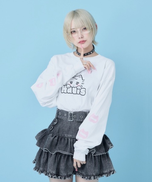 Hauls(ハウルズ)の「ドドーン!BIGロンTEE(Tシャツ/カットソー・レディース・ブラック/サックスブルー/ホワイト/ピンク・FREE)」の2枚目の写真