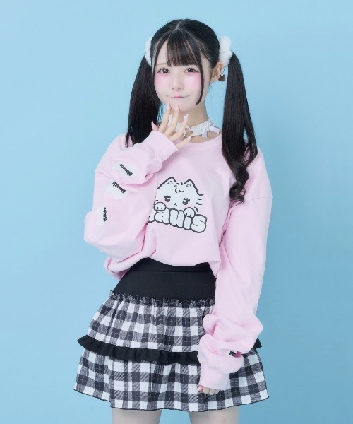 Hauls(ハウルズ)の「ドドーン!BIGロンTEE(Tシャツ/カットソー・レディース・ブラック/サックスブルー/ホワイト/ピンク・FREE)」の1枚目の写真