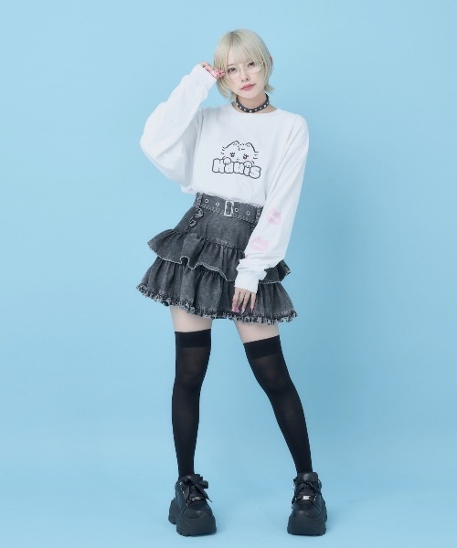 Hauls(ハウルズ)の「ドドーン!BIGロンTEE(Tシャツ/カットソー・レディース・ブラック/サックスブルー/ホワイト/ピンク・FREE)」の5枚目の写真