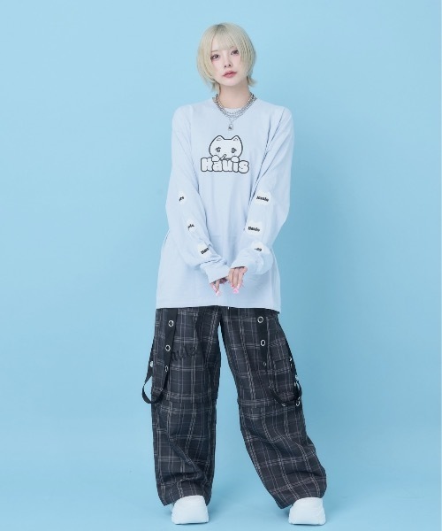 Hauls(ハウルズ)の「ドドーン!BIGロンTEE(Tシャツ/カットソー・レディース・ブラック/サックスブルー/ホワイト/ピンク・FREE)」の7枚目の写真