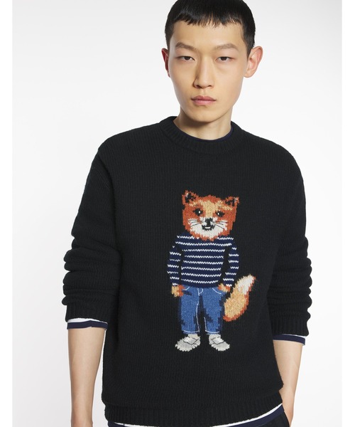 Maison Kitsune（メゾンキツネ）の「DRESSED FOX INTARSIA WOOL JUMPER（ニット/セーター・メンズ・ダークグレー/ブラック・XS/S/M/L/XL）」の8枚目の写真