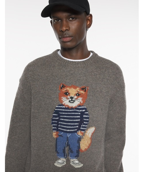 Maison Kitsune（メゾンキツネ）の「DRESSED FOX INTARSIA WOOL JUMPER（ニット/セーター・メンズ・ダークグレー/ブラック・XS/S/M/L/XL）」の14枚目の写真