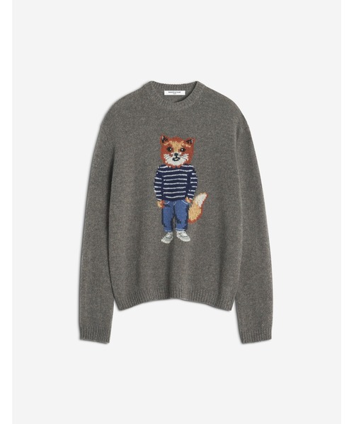 Maison Kitsune（メゾンキツネ）の「DRESSED FOX INTARSIA WOOL JUMPER（ニット/セーター・メンズ・ダークグレー/ブラック・XS/S/M/L/XL）」の9枚目の写真