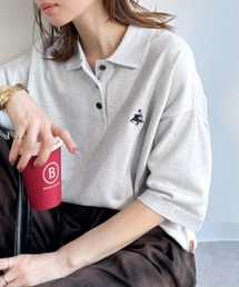 classicalelf（クラシカルエルフ）の「抜け感のあるゆったりシルエット。胸刺繍で上品さをプラス♪胸刺繍ルーズポロニットプルオーバー(半袖)（ポロシャツ）」