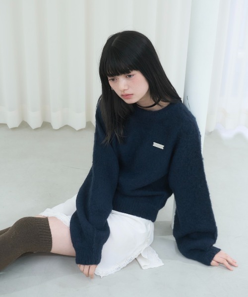 【新品未使用】Smyeon Name plate shaggy knit Smyeon ニット セーター Name plate shaggy knit/ネームプレート付き