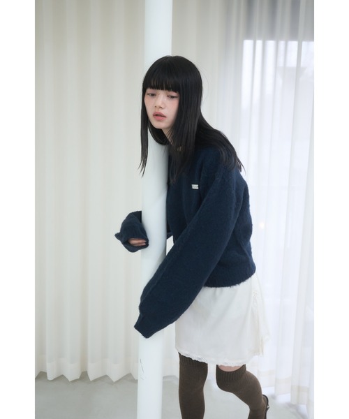 セール】Name plate shaggy knit/ネームプレート付きシャギーニット