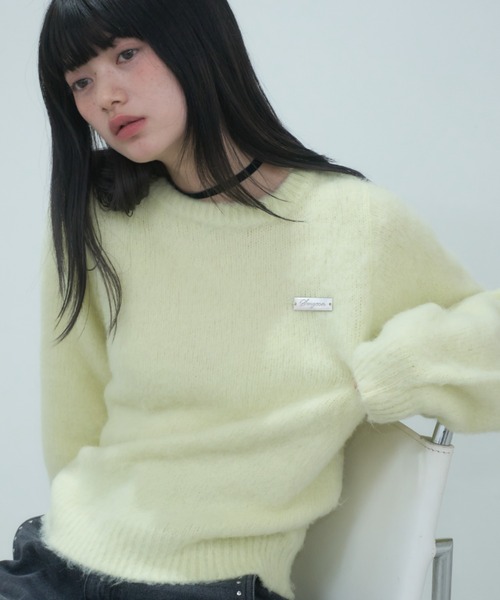【新品未使用】Smyeon Name plate shaggy knit セール】Name plate shaggy knit/ネームプレート付きシャギーニット