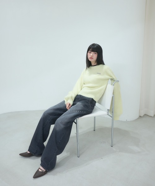 【新品未使用】Smyeon Name plate shaggy knit セール】Name plate shaggy knit/ネームプレート付きシャギーニット