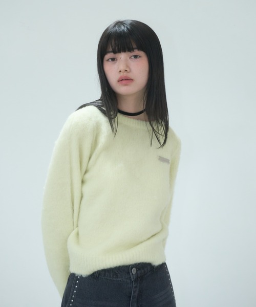 【新品未使用】Smyeon Name plate shaggy knit Smyeon ニット セーター Name plate shaggy knit/ネームプレート付き