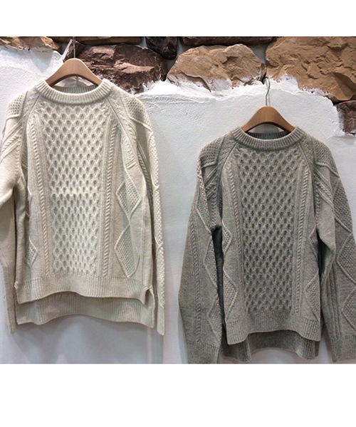 PUAL CE CIN（ピュアルセシン）の「９ＧケーブルクルーＮ　Ｐ／Ｏ（ニット/セーター・レディース・アイボリー/オートミール/グレー/ネイビー・FREE）」の16枚目の写真