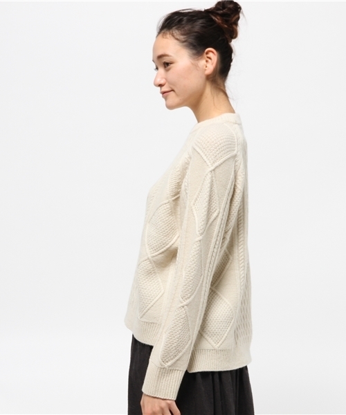 PUAL CE CIN（ピュアルセシン）の「９ＧケーブルクルーＮ　Ｐ／Ｏ（ニット/セーター・レディース・アイボリー/オートミール/グレー/ネイビー・FREE）」の6枚目の写真