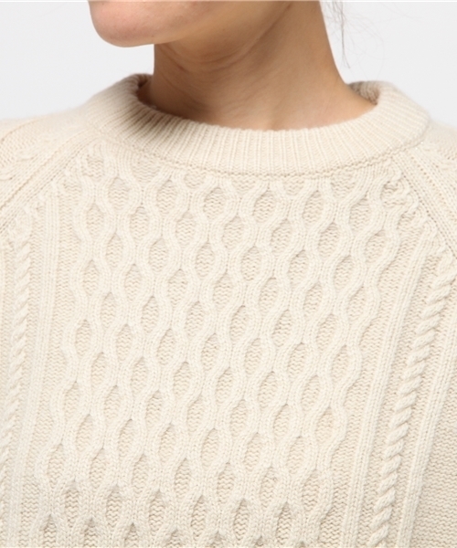 PUAL CE CIN（ピュアルセシン）の「９ＧケーブルクルーＮ　Ｐ／Ｏ（ニット/セーター・レディース・アイボリー/オートミール/グレー/ネイビー・FREE）」の8枚目の写真