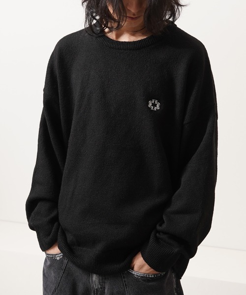Laufer(ロイファー)の「【Laufer】クロップド ルーズ クルーニット / Cropped Loose Crew Neck Knit(ニット/セーター・メンズ・ブラック/アッシュ/グレー/ブルー・M/L)」の1枚目の写真