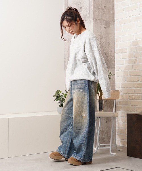 Laufer(ロイファー)の「【Laufer】クロップド ルーズ クルーニット / Cropped Loose Crew Neck Knit(ニット/セーター・メンズ・ブラック/アッシュ/グレー/ブルー・M/L)」の22枚目の写真