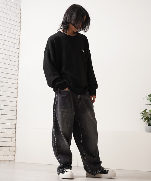 Laufer(ロイファー)の「【Laufer】クロップド ルーズ クルーニット / Cropped Loose Crew Neck Knit(ニット/セーター・メンズ・ブラック/アッシュ/グレー/ブルー・M/L)」の8枚目の写真