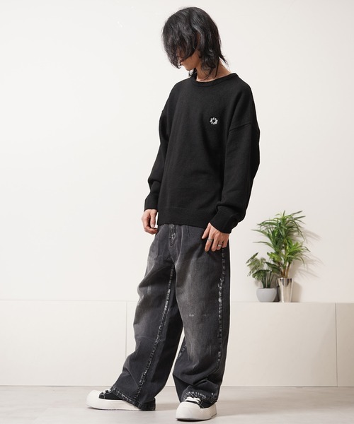 Laufer(ロイファー)の「【Laufer】クロップド ルーズ クルーニット / Cropped Loose Crew Neck Knit(ニット/セーター・メンズ・ブラック/アッシュ/グレー/ブルー・M/L)」の7枚目の写真