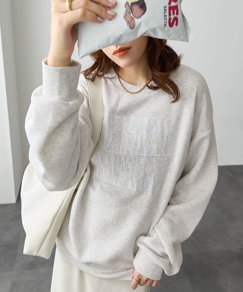 ReDial(リダイアル)の「レースロゴ刺繍スウェット(スウェット・レディース・ブラック/杢グレー/オートミール・M/L/LL/3L)」の14枚目の写真